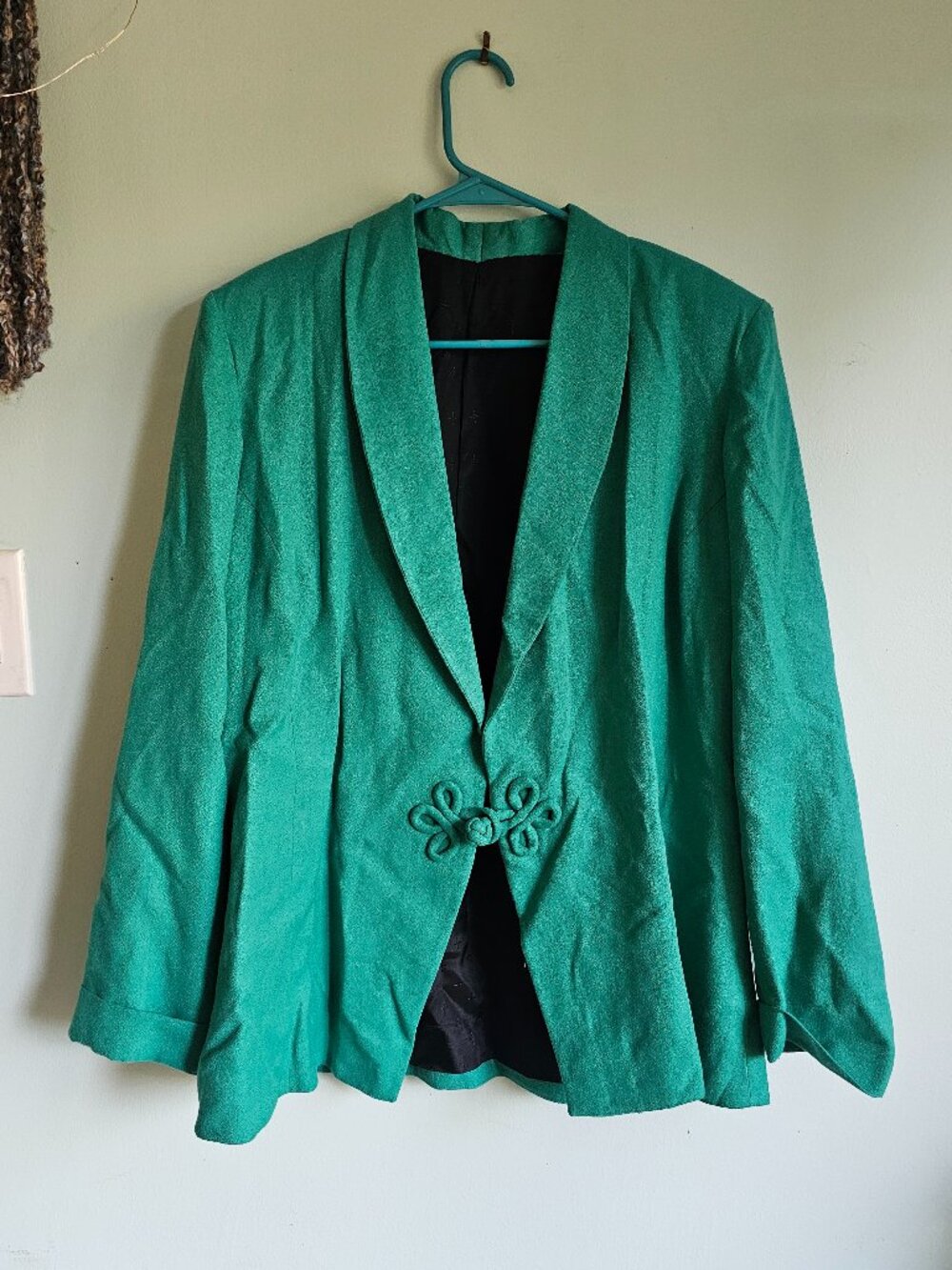 Handmade Teal Blazer with Frog Clasp Size XL